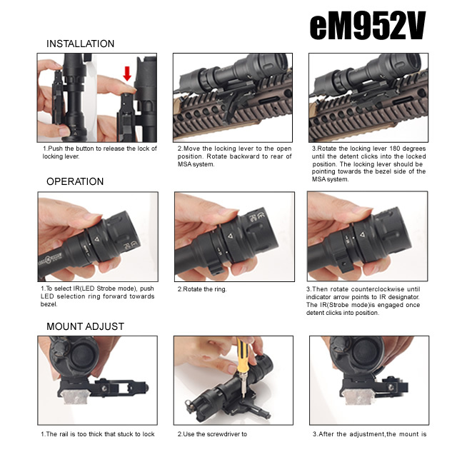 EX192-QD SureFire M952V Dual Output LED Weapon Flashlight Black